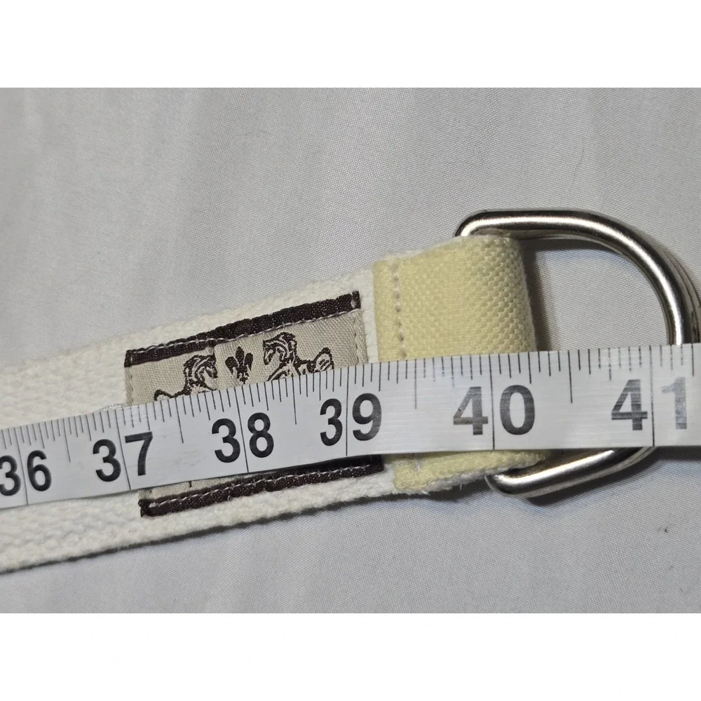 Equine Couture Fabric Cotton D-Ring Belt Yellow Horses Embroidered Rare Size Med
